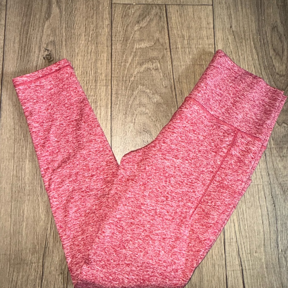 Athleta Heathered Red Leggings w Pockets